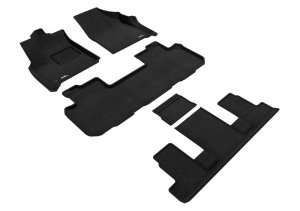 Buick Enclave Floor Mats - Front Rear and Third Row - 3D MAXpider - Elegant Series - Black - `18-`21